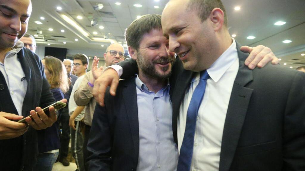 "זו הסיבה לפרידה". סמוטריץ' ובנט (צילום: מוטי קמחי) נפתלי בנט ובצלאל סמוטריץ' בכנס ימינה