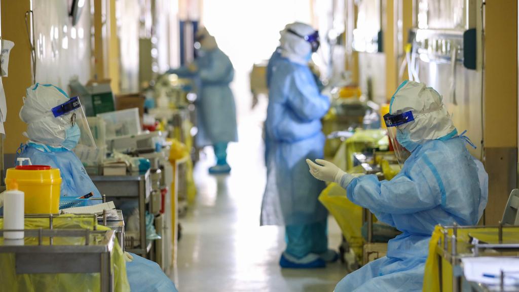 A hospital in Wuhan, China 