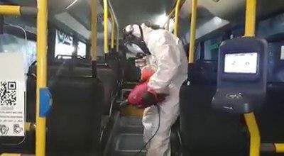 תיעוד חיטוי האוטובוסים בפתח תקווה