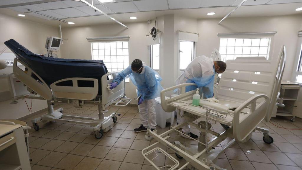 Disinfecting the coronavirus ward at Sourasky Medical Center 