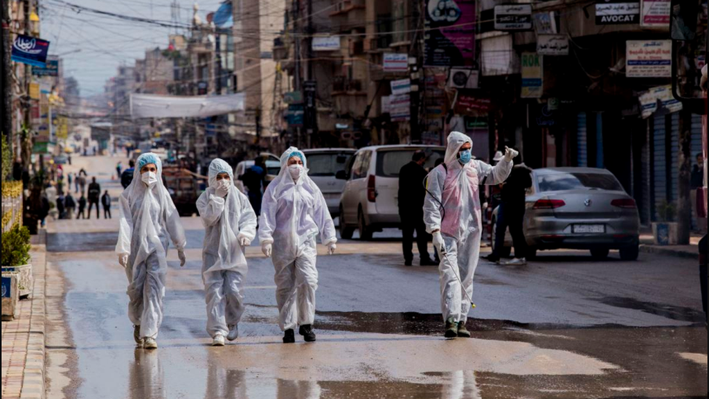 Medical workers oversee disinfection in Damascus, Syria (Photo: AP) Medical workers oversee disinfection in Damascus, Syria