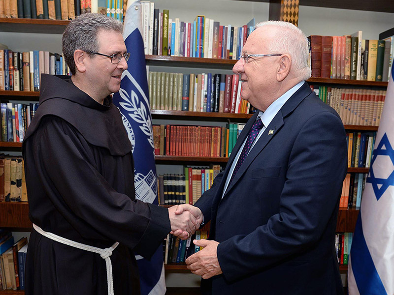President Rivlin with the Custos of the Holy Land, Father Francesco Patton 