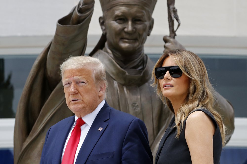 U.S. President Donald Trump and First Lady Melania Trump visit Saint John Paul II National Shrine in Washington, D.C. (Photo: AP) President Donald Trump and first lady Melania Trump visit Saint John Paul II National Shrine