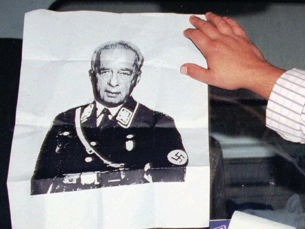 A poster of Yitzhak Rabin wearing Nazi uniform