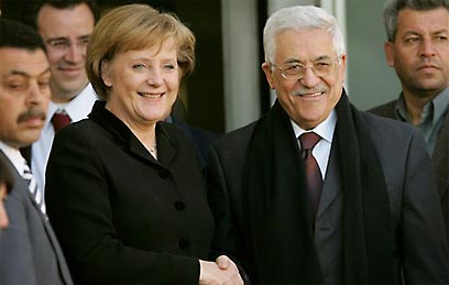 German Chancellor Angela Merkel meeting with Palestinian President Mahmoud Abbas 