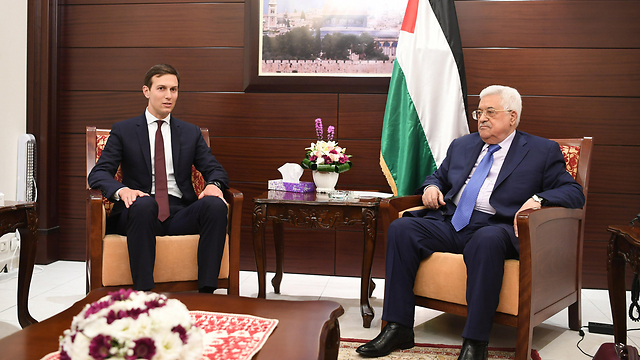 Jared Kushner and Mahmoud Abbas meeting in Ramallah in 2017 