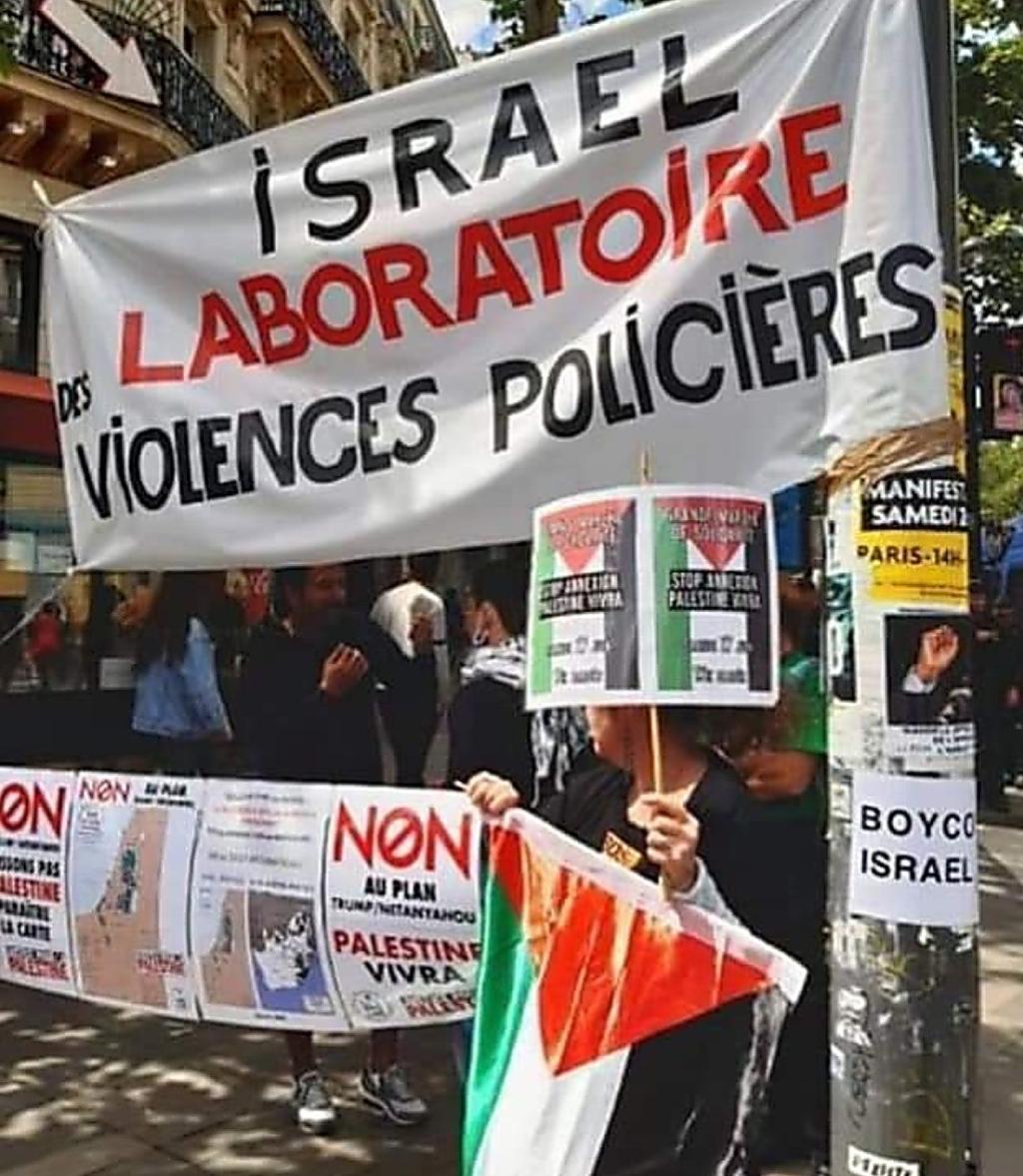 Blood libel against the Jewish state at a protest for George Floyd in France  