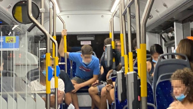 לא מקפידים על עטיית מסכות בתחבורה הציבורית