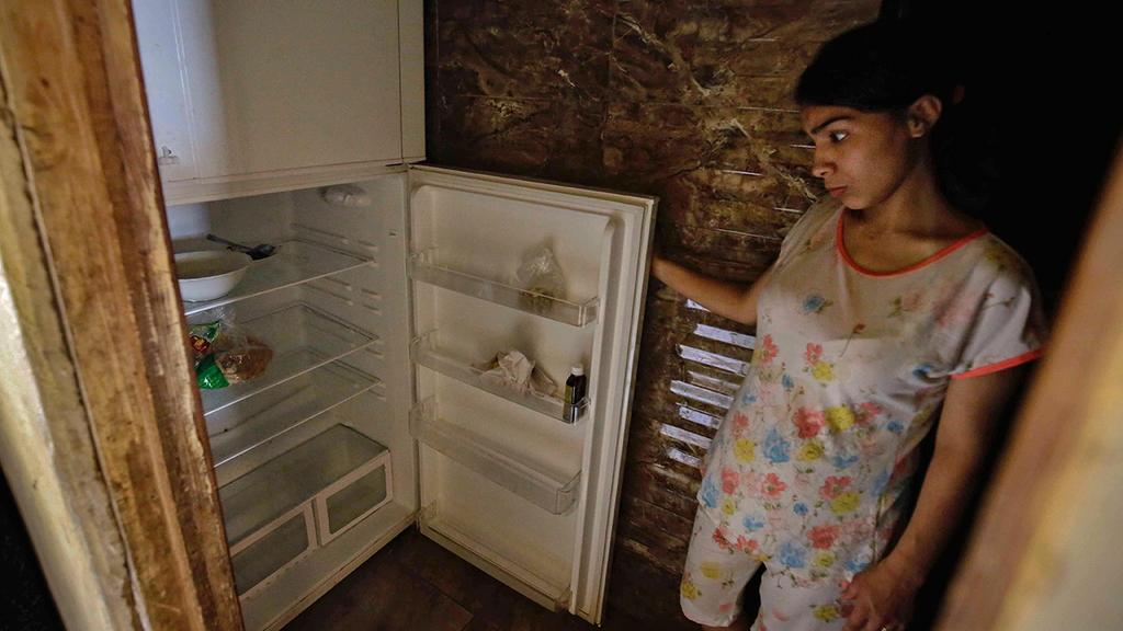 צילום: AFP לבנון לבנונים מצטלמים ליד מקרר ריק שלהם משבר כלכלי