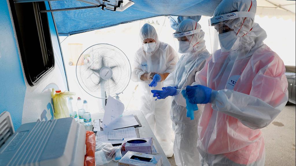 Coronavirus testing in Ramat Hasharon (Photo: AFP) בדיקות קורונה ברמת השרון
