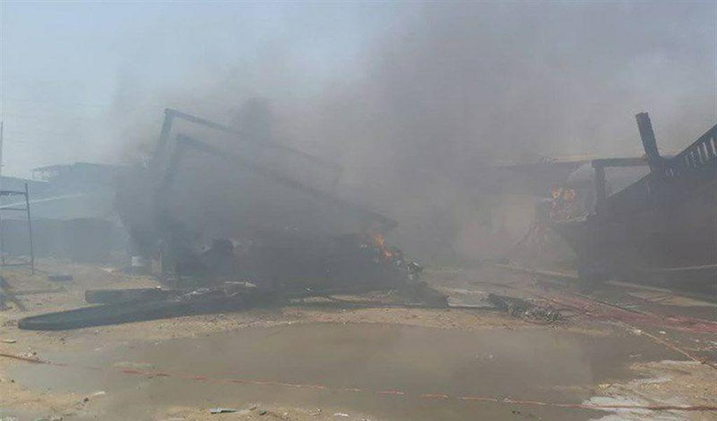 שריפה אש ספינה ספינות ב איראן בושהר