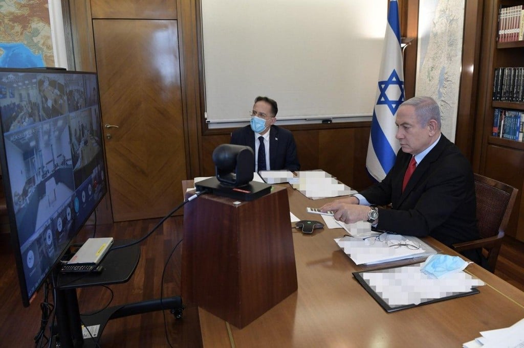 נתניהו בפתח ישיבת הממשלה (צילום: קובי גדעון, לע"מ) בנימין נתניהו בישיבת ממשלה דרך הזום