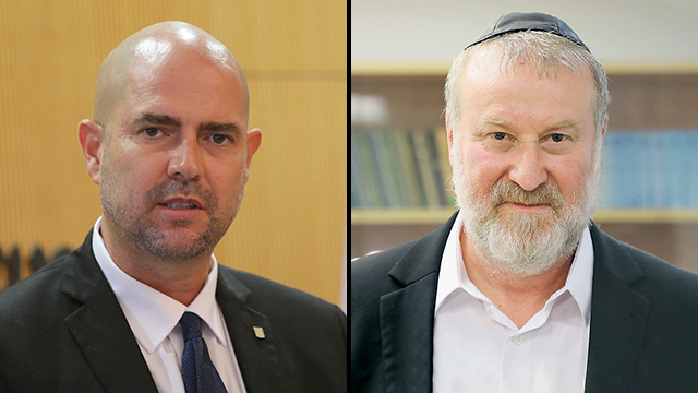 היועמ"ש מנדלבליט והשר אוחנה (צילום: דנה קופל, אלכס קולומויסקי) היועמ"ש מנדלבליט והשר אוחנה