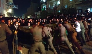 הפגנת חרדים נגד מעצרו של בנימין פרידמן שירק על שוטרת בבית שמש