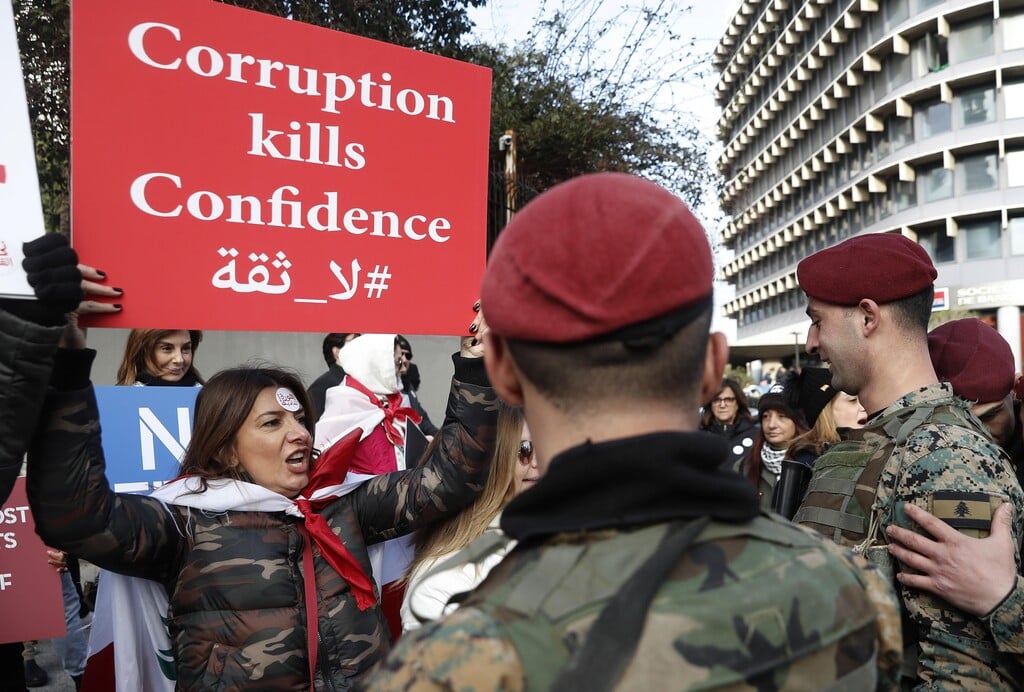 An anti-government protest in downtown Beirut, Lebanon (Photo: AP) An anti-government protester in downtown Beirut, Lebanon