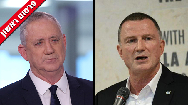 יבוטל הסגר בסוף השבוע? אדלשטיין וגנץ (צילום: יואב דודקביץ, אבי מועלם) יולי אדלשטיין ובני גנץ