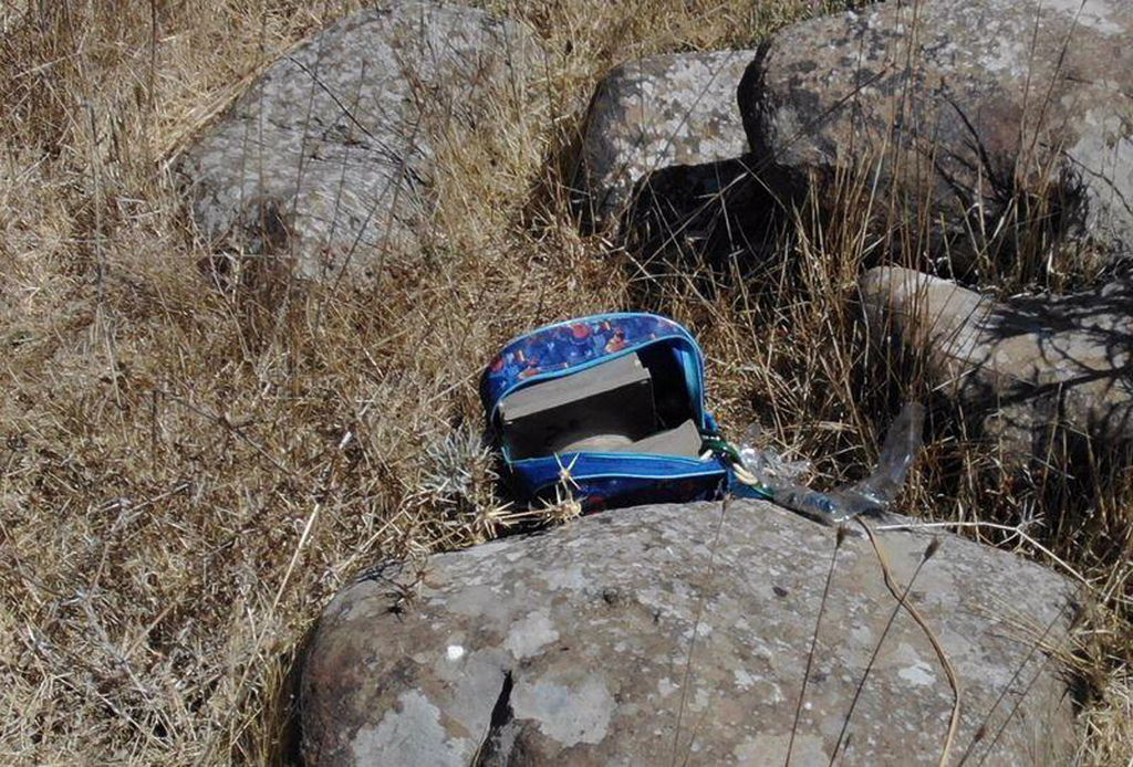 התיק עם מטען החבלה שאותר באוגוסט האחרון (צילום: דובר צה"ל ) מטען החבלה