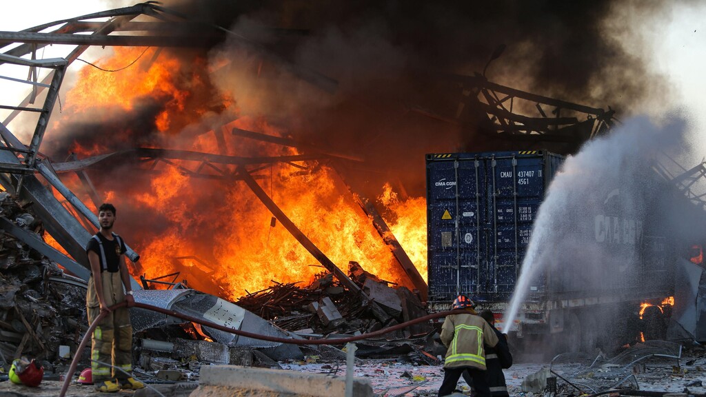  Fire caused by a massive explosion in the port of Beirut 