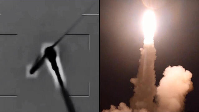 The launch and the hit of the Arrow-2 missile system (Photo: Defense Ministry) ניסוי שביצעה מערכת הביטחון בטיל החץ