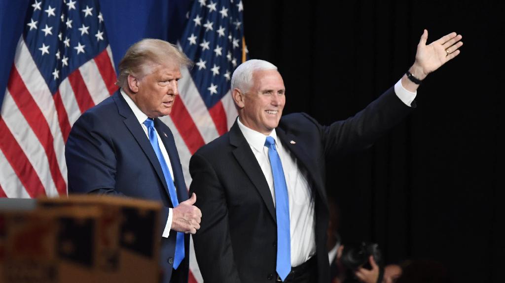 President Donald J. Trump and Vice President Mike R. Pence greet the Republican National Convention 