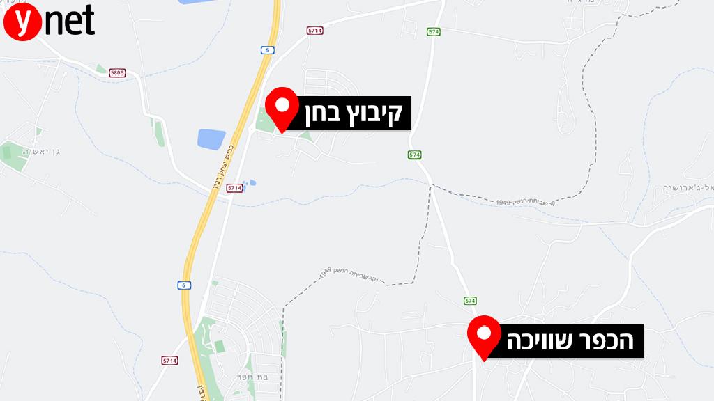 מפה קיבוץ בחן פלסטינים גדר הפרדה