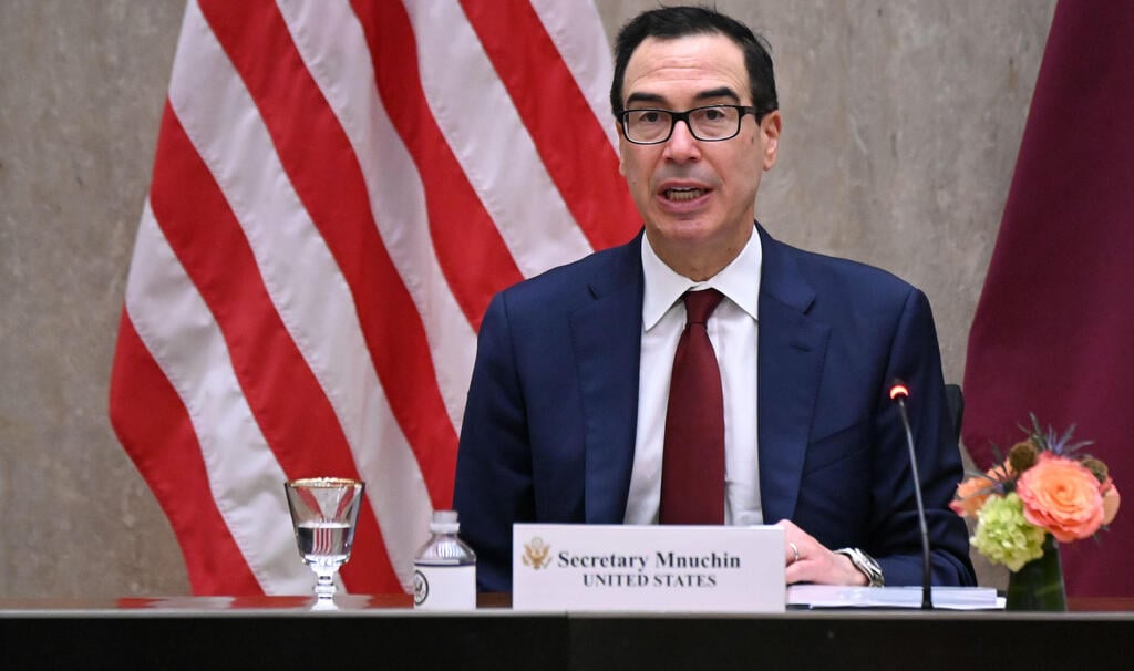 U.S. Treasury Secretary Steven Mnuchin speaks during the third annual U.S.-Qatar Strategic Dialogue at the State Department in Washington (Photo: AFP) US Treasury Secretary Steven Mnuchin speaks during the third annual US-Qatar Strategic Dialogue at the State Department in Washington