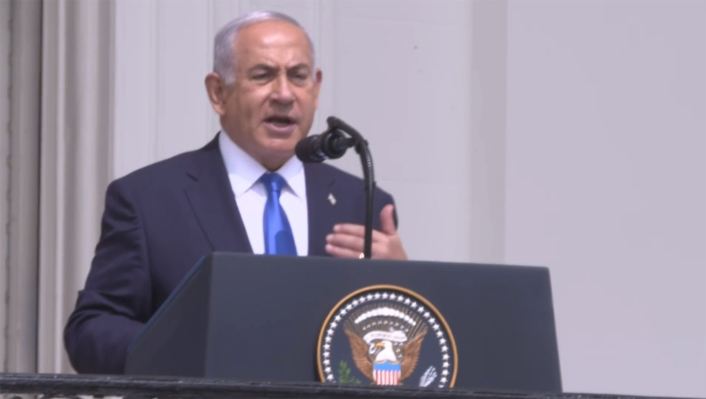 בנימין נתניהו נואם בטקס החתימה