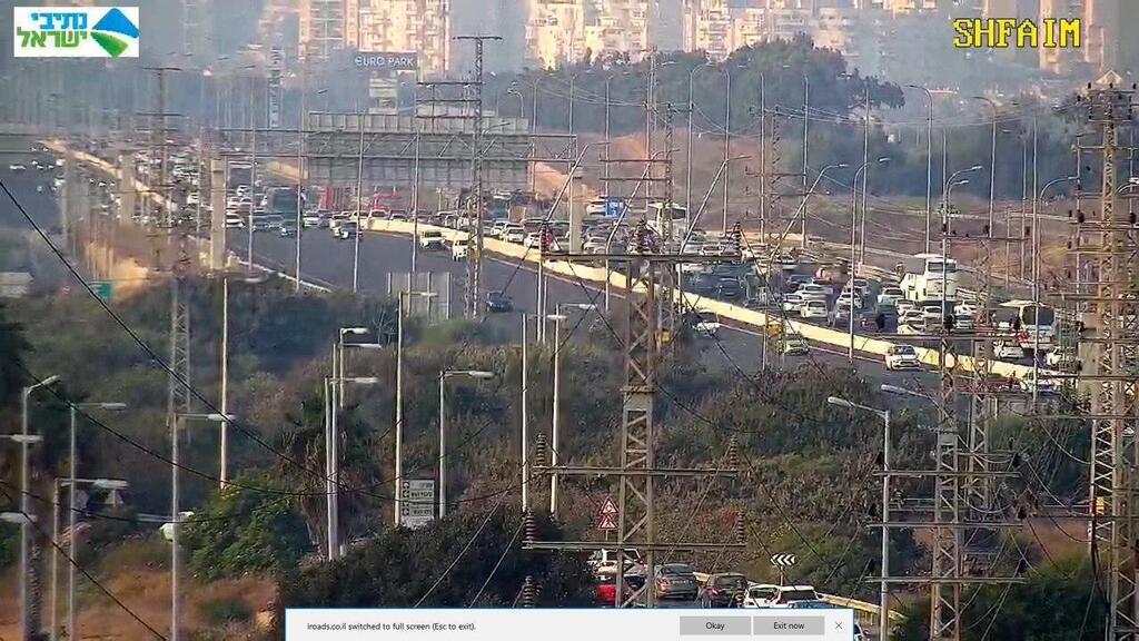 פקק במחלף שפיים (צילום: חברת נתיבי ישראל) מחלף שפיים פקק
