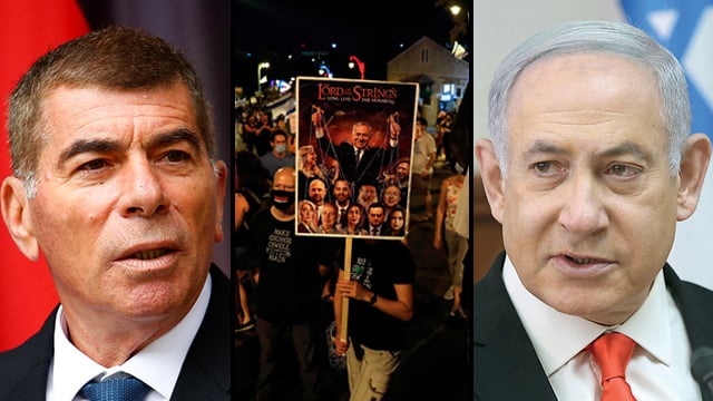 נתניהו ואשכנזי התעמתו ברקע סוגיית ההפגנות בבלפור (צילום: אלכס קולומויסקי, AFP, רויטרס) קבינט קורונה