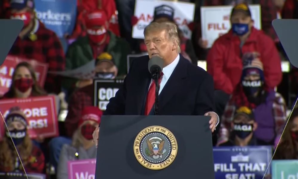 U.S. President Donald Trump at a campaign rally in Minnesota this week (Photo: Screenshot) U.S. President Donald Trump in a campaign rally in Minnesota this week
