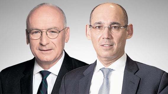 מימין: הנגיד אמיר ירון והמפקח על הבנקים יאיר אבידן (צילום: רמי זרניגר, אלכס קולומויסקי) הנגיד אמיר ירון והמפקח על הבנקים יאיר אבידן