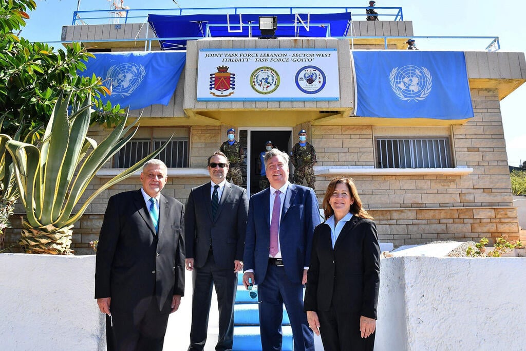 UN Special Coordinator for Lebanon Jan Kubis, U.S. Assistant Secretary David Schenker, U.S. ambassador to Algeria John Desrocher, and U.S. ambassador in Lebanon Dorothy Shea at the first round of Israeli-Lebanese border talks in Naqura (Photo: AFP/U.S. Embassy) UN Special Coordinator for Lebanon Jan Kubis, U.S. Assistant Secretary David Schenker, U.S. ambassador to Algeria John Desrocher, and U.S. ambassador in Lebanon Dorothy Shea at the first round of Israeli-Lebanese border talks in Naqura