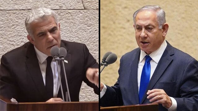 נתניהו ולפיד. "שום אפשרות לרוטציה" (צילום: שמוליק גרוסמן/דוברות הכנסת, ערוץ הכנסת) נאומים במליאת הכנסת