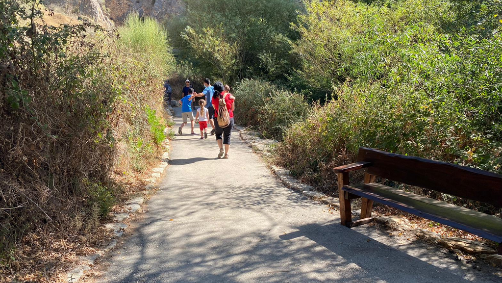 אביבי ונוח. נחל עיון (צילום: פארס דעבוס, רשות הטבע והגנים) מטיילים בנחל עיון
