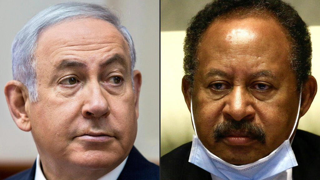(L to R) Israeli Prime Minister Benjamin Netanyahu during a cabinet meeting in Jerusalem on July 29, 2018; and Sudan's Prime Minister Abdullah Hamduk during a meeting in the capital Khartoum 