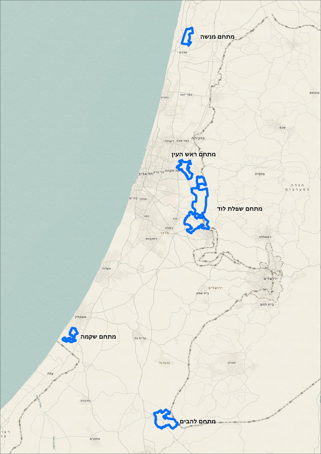 האזורים שישומרו לטובת התוכנית (קרדיט: מוטי קפלן - מתכננים בע"מ) האזורים שישומרו לטובת הקידוחים