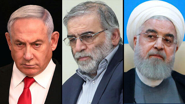 הנשיא רוחאני, המדען פחריזאדה ורה"מ נתניהו (צילום: רויטרס, AP) חסן רוחאני מוחסן פחריזאדה בנימין נתניהו