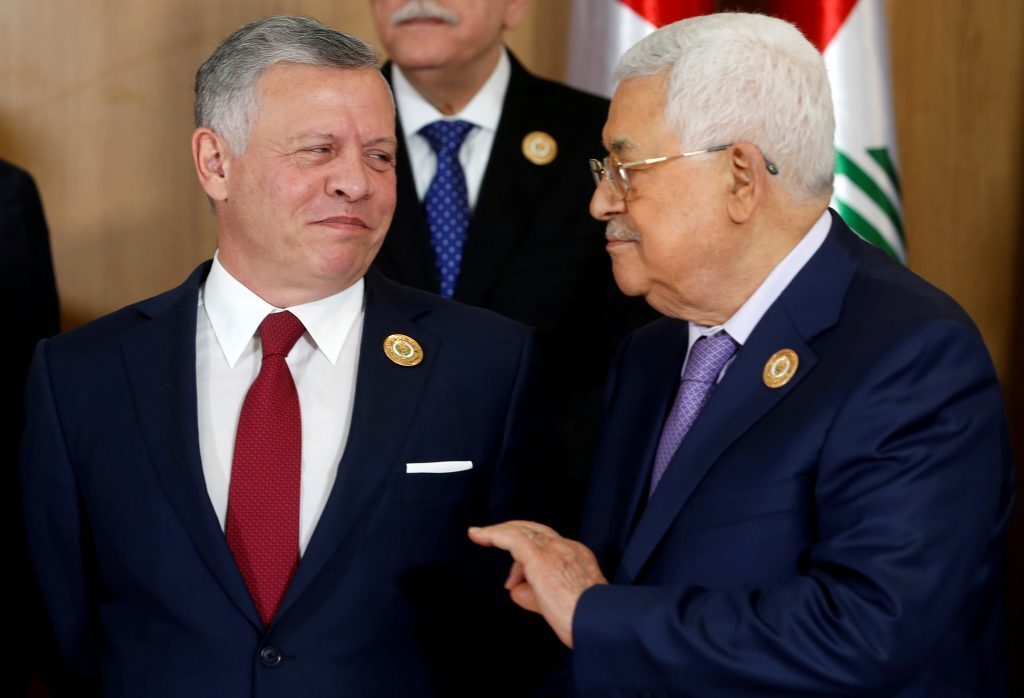 Jordanian King Abdullah with Palestinian President Mahmoud Abbas in Tunisia in 2019  