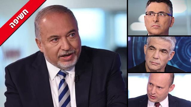 ליברמן מציע להשאיר בצד את המחלוקות (צילום: אבי מועלם, אופיר יצחק , קובי קואנקס) נפתלי בנט גדעון סער יאיר לפיד אביגדור ליברמן