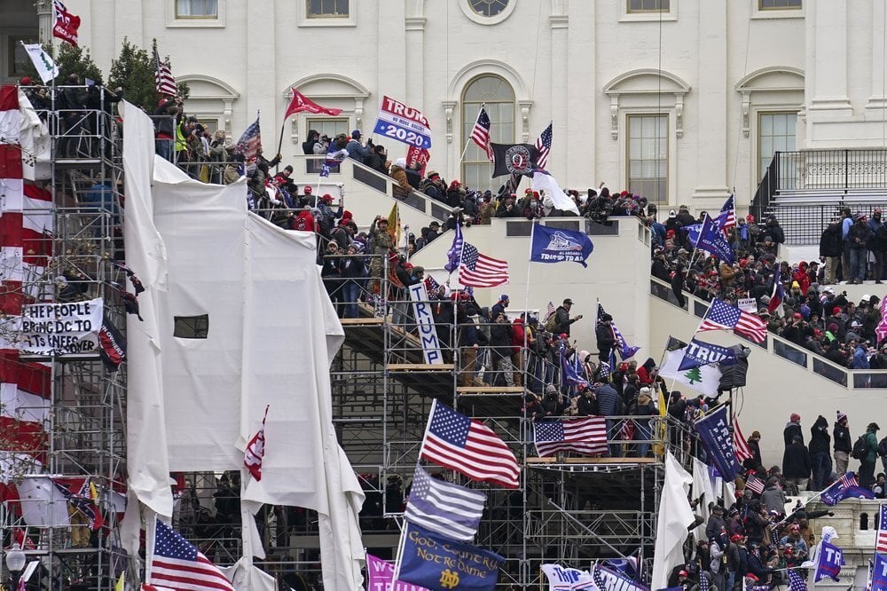 Trump supporters gather outside the Capitol 