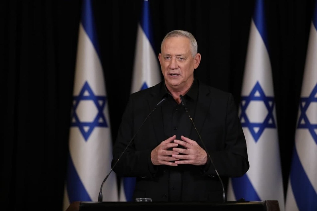 "מופע מביש". גנץ, אמש (צילום: אלעד מלכה) בני גנץ