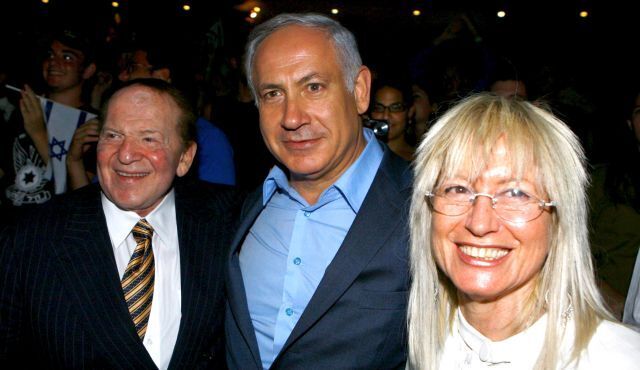 Sheldon Adelson and his wife Miriam with Prime Minister Benjamin Netanyahu 