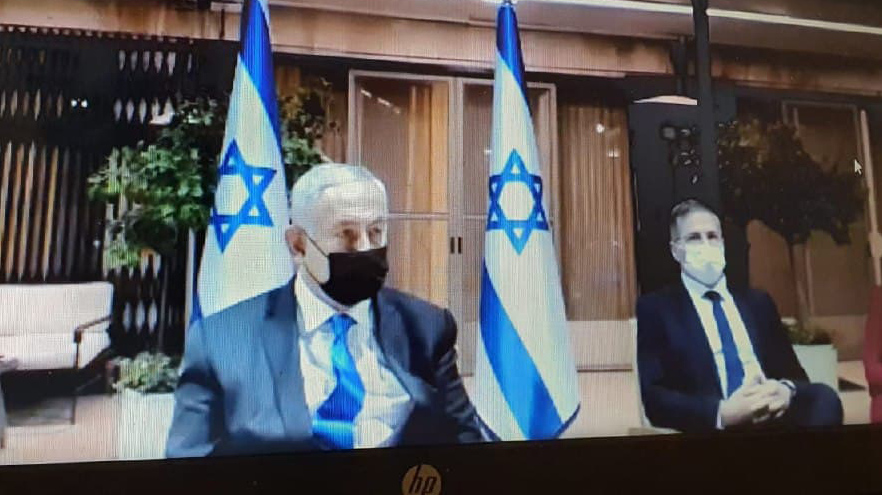 "אמר 'בלעדיי לא היה לכם עסק'". נתניהו בזום נתניהו בועידת זום עם השולמנים