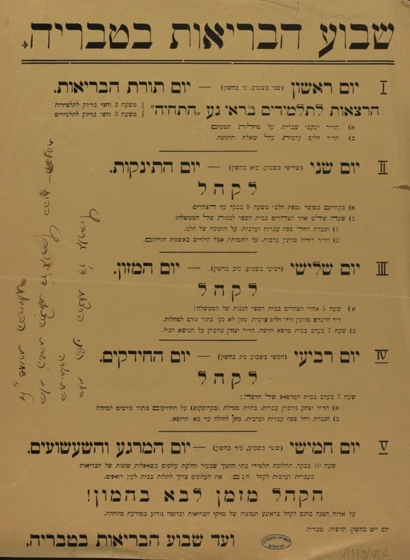 מאמץ לאומי-התנדבותי. שבוע הבריאות בטבריה (ארכיון הספרייה הלאומית) מידע על מבצעי חיסון היסטוריים