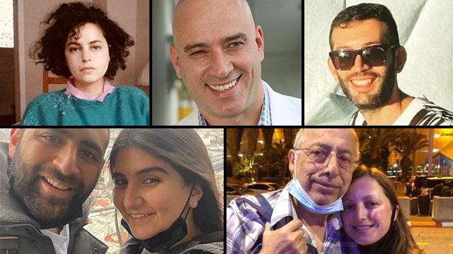 "זרקו אותנו ושכחו מאיתנו". מימין למעלה: נדב, אריאל, יעל, מיכאלה ואביה, דניאלה ובן זוגה מאור ישראלים שתקועים בחו"ל