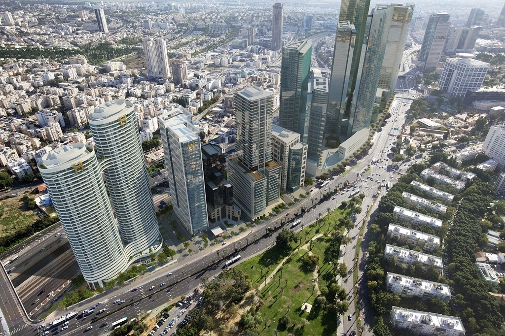 מבט מעין הציפור. מגדלי הצעירים (הדמיה: קבוצת חג'ג') הדמיה מגדלי הצעירים
