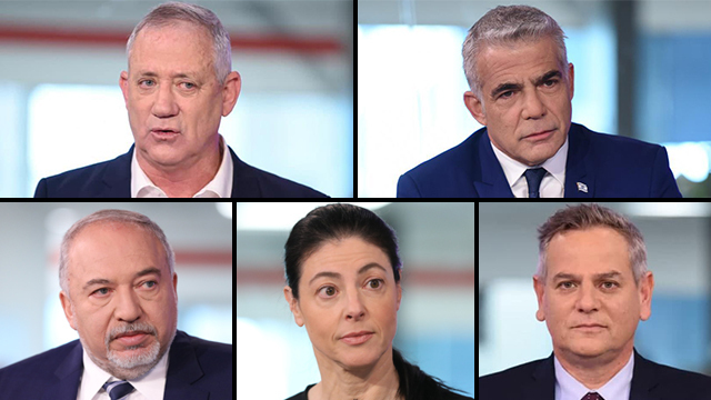 יש עתיד, כחול לבן, העבודה, ישראל ביתנו ומרצ המליצו על לפיד. ראשי המפלגות (צילום: קובי קואנקס, הדר יואביאן) יאיר לפיד, בני גנץ, ניצן הורוביץ, מרב מיכאלי, אביגדור ליברמן