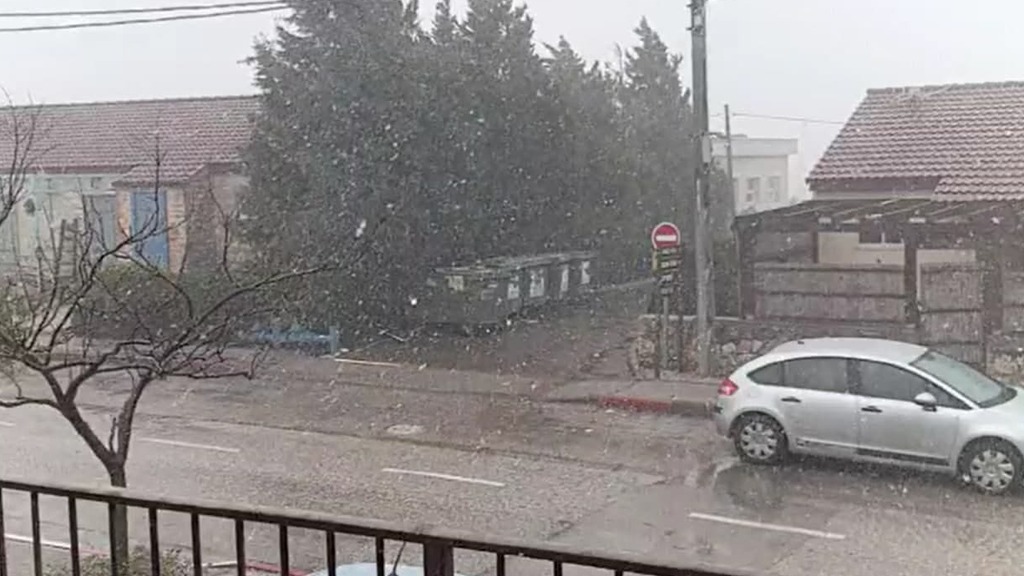 פתיתי שלג ראשונים ביישוב הר ברכה שבשומרון