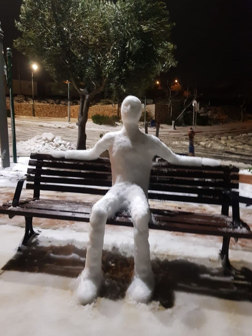 איש שלג בהר ברכה (צילום: בנימין גרוס) איש שלג בהר ברכה