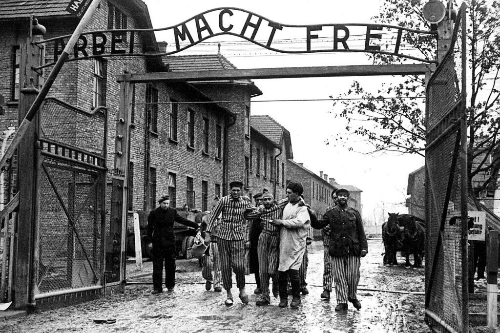 Soviet soldiers liberating the Auschwitz concentration camp in Poland